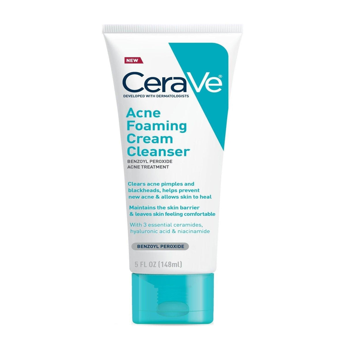Cerave Acne Foaming Cream Cleanser 4% Benzoyl Peroxide Acne Treatment 150Ml